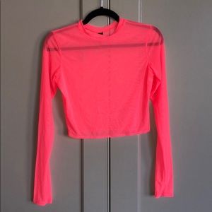 Triangl hot coral pink mesh swim top
